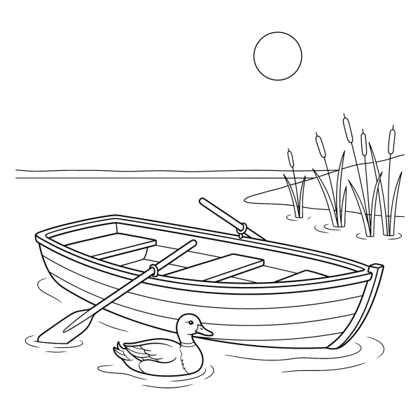 Coloriage Coloriage Barque sur un Lac à imprimer
