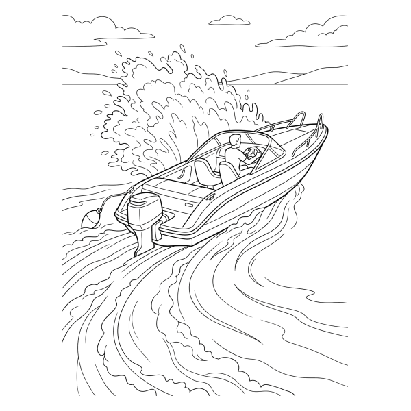 Coloriage Coloriage Bateau à Moteur à imprimer