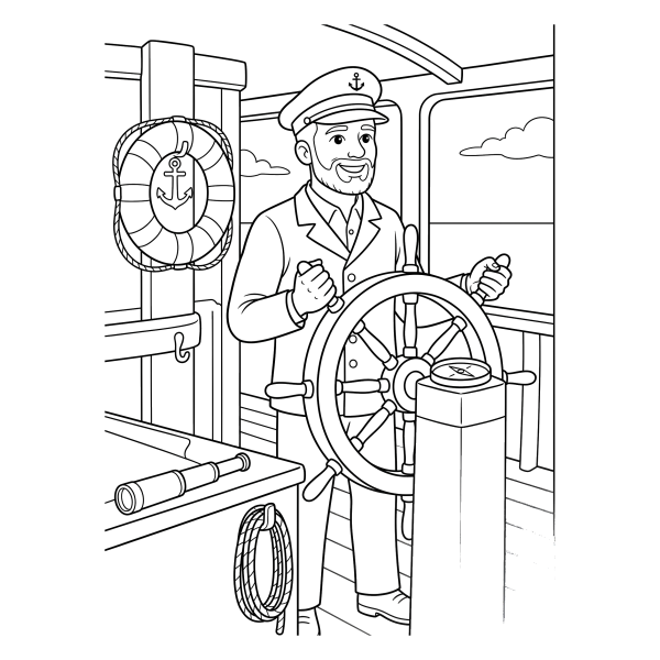 Coloriage Coloriage Bateau et son Capitaine à imprimer