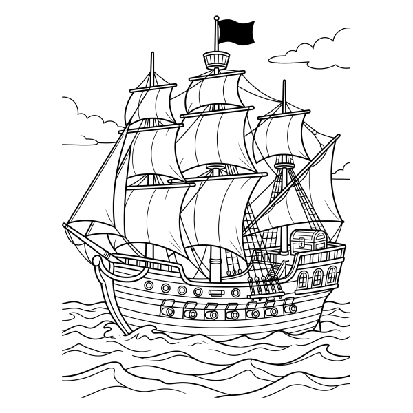 Coloriage Coloriage Bateau Pirate à imprimer
