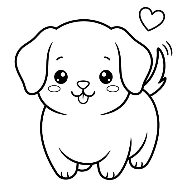 Coloriage Coloriage Bébé Chien Kawaii à imprimer