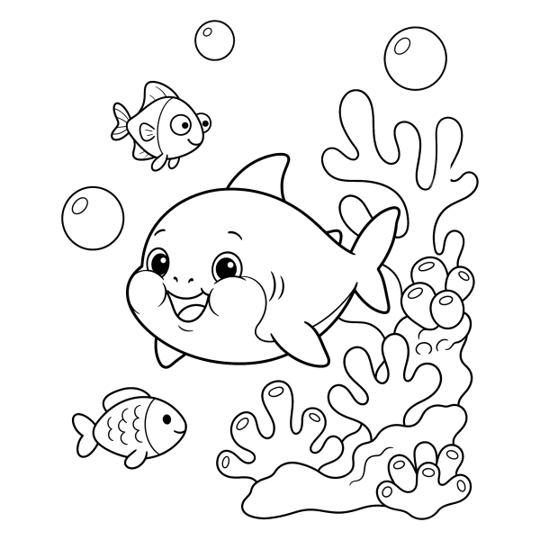 Coloriage Coloriage Bébé Requin à imprimer