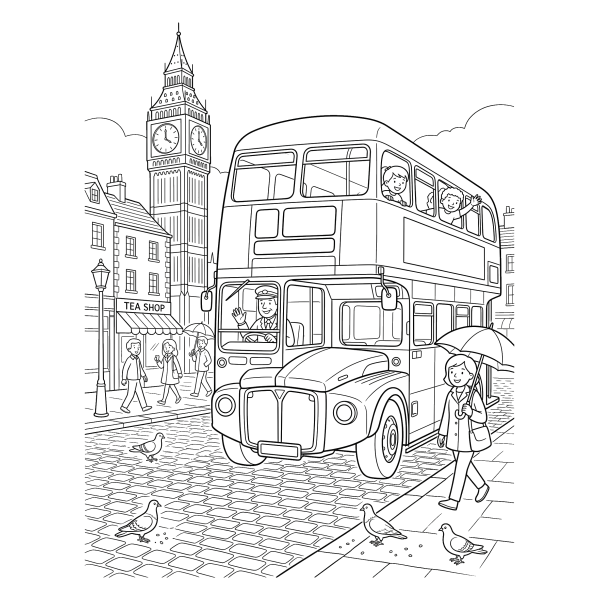 Coloriage Coloriage Bus Anglais à imprimer
