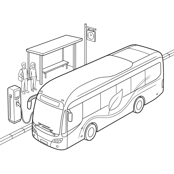 Coloriage Coloriage Bus Électrique à imprimer