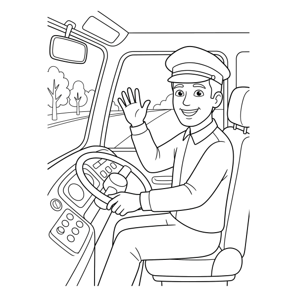 Coloriage Coloriage Bus et Chauffeur à imprimer