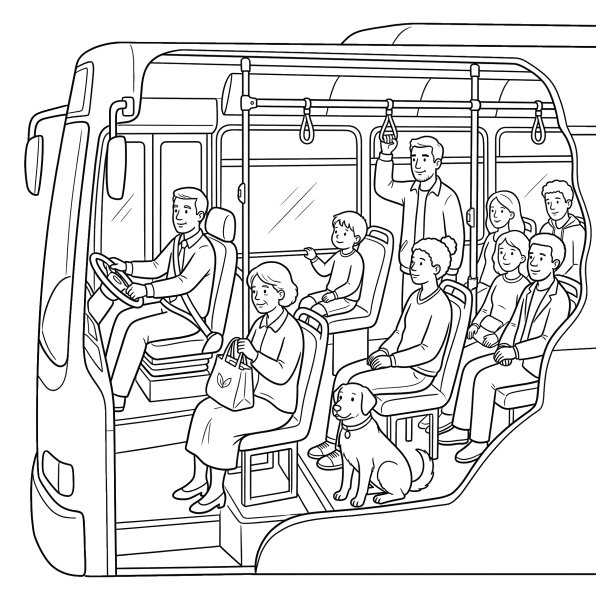 Coloriage Coloriage Bus et Passagers à imprimer
