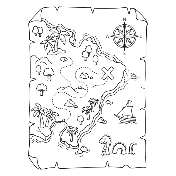 Coloriage Coloriage Carte au Trésor à imprimer