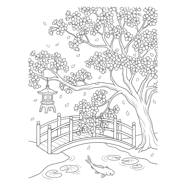 Coloriage Coloriage Cerisier en Fleurs à imprimer
