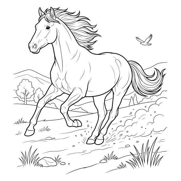 Coloriage Coloriage Cheval au Galop à imprimer