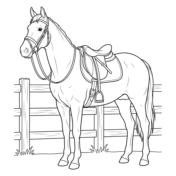 Coloriage Coloriage Cheval avec une Selle à imprimer
