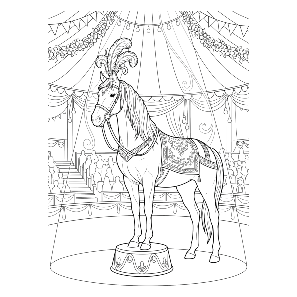 Coloriage Coloriage Cheval de Cirque à imprimer