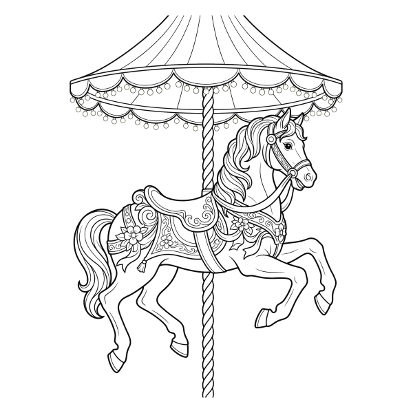 Coloriage Coloriage Cheval et Carrousel à imprimer