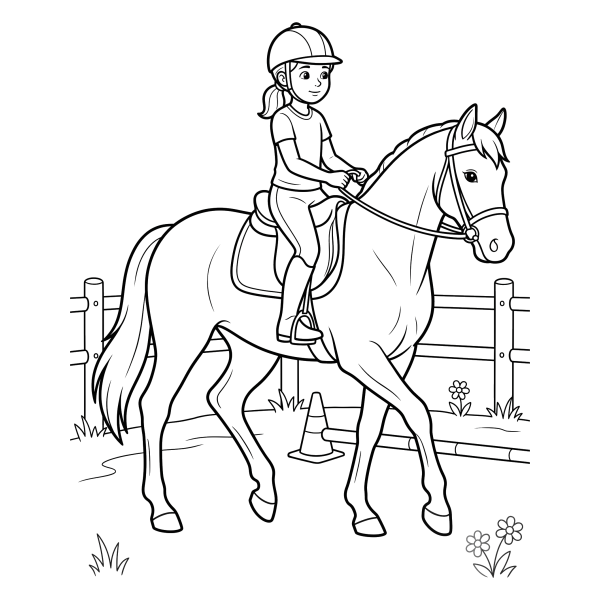 Coloriage Coloriage Cheval et Cavalière à imprimer