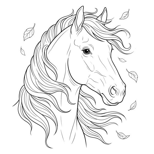 Coloriage Coloriage Cheval et sa Crinière au Vent à imprimer