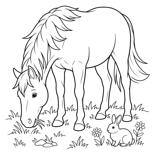 Coloriage Coloriage Cheval qui Broute à imprimer