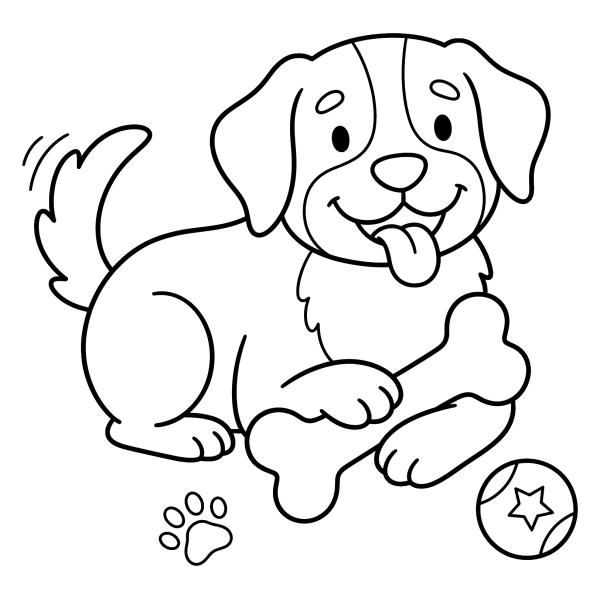 Coloriage Coloriage Chien avec son Os à imprimer