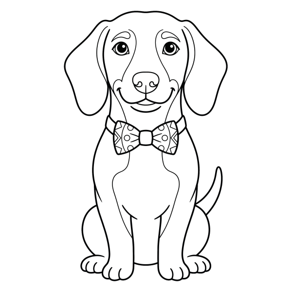 Coloriage Coloriage Chien avec un Nœud Papillon à imprimer