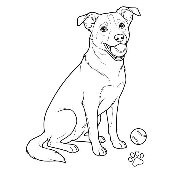 Coloriage Coloriage Chien avec une Balle à imprimer