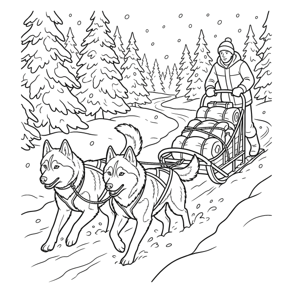 Coloriage Coloriage Chien de Traîneau à imprimer