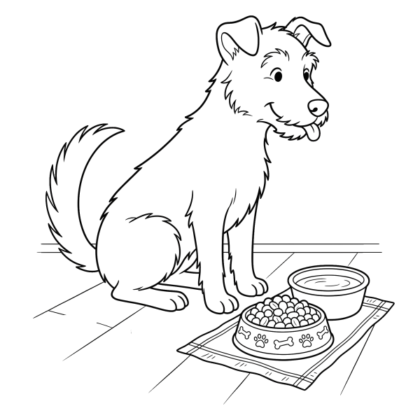 Coloriage Coloriage Chien et sa Gamelle à imprimer