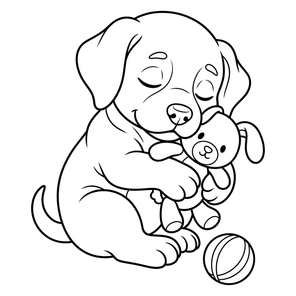 Coloriage Coloriage Chien et son Doudou à imprimer