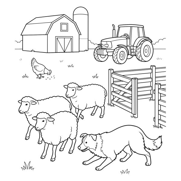 Coloriage Coloriage Chien Ferme à imprimer