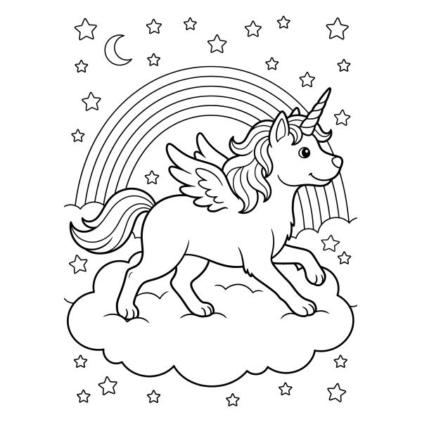 Coloriage Coloriage Chien Licorne à imprimer