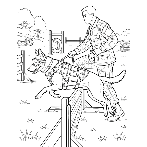 Coloriage Coloriage Chien Militaire à imprimer