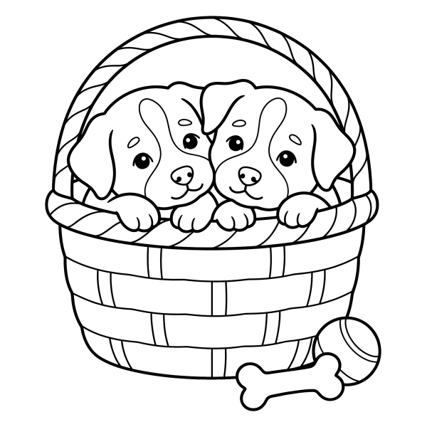 Coloriage Coloriage Chien Panier à imprimer
