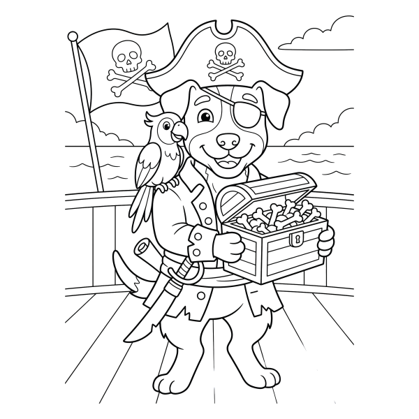 Coloriage Coloriage Chien Pirate à imprimer