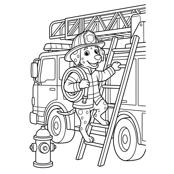 Coloriage Coloriage Chien Pompier à imprimer
