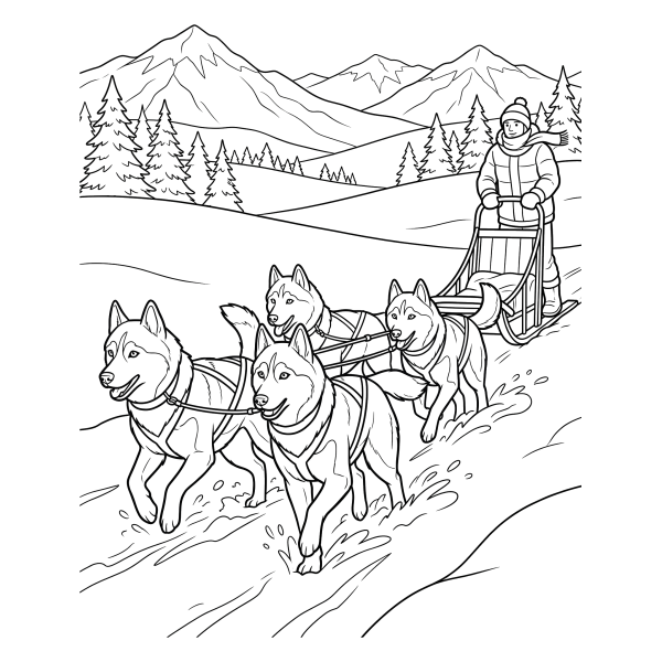 Coloriage Coloriage Chien Traîneau à imprimer