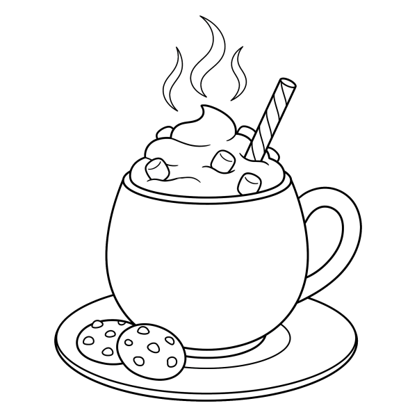 Coloriage Coloriage Chocolat Chaud d'Hiver à imprimer