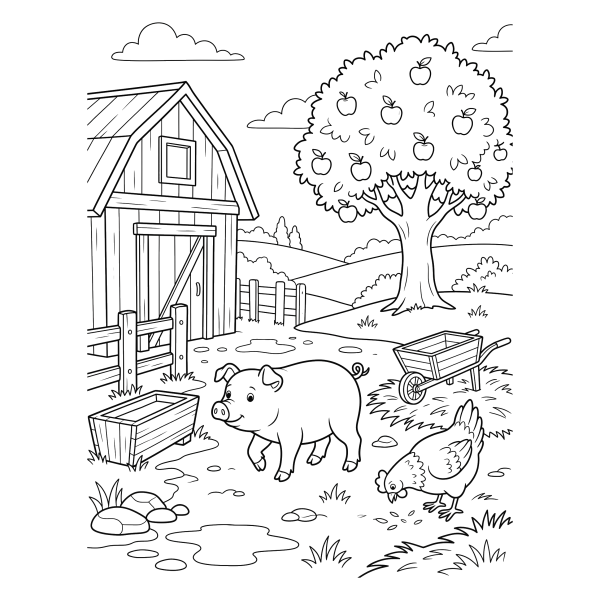 Coloriage Coloriage Cochon à la Ferme à imprimer