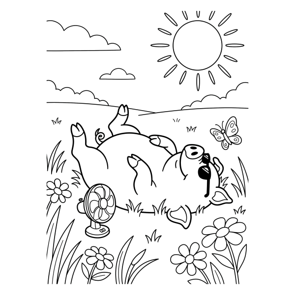 Coloriage Coloriage Cochon sous le Soleil à imprimer