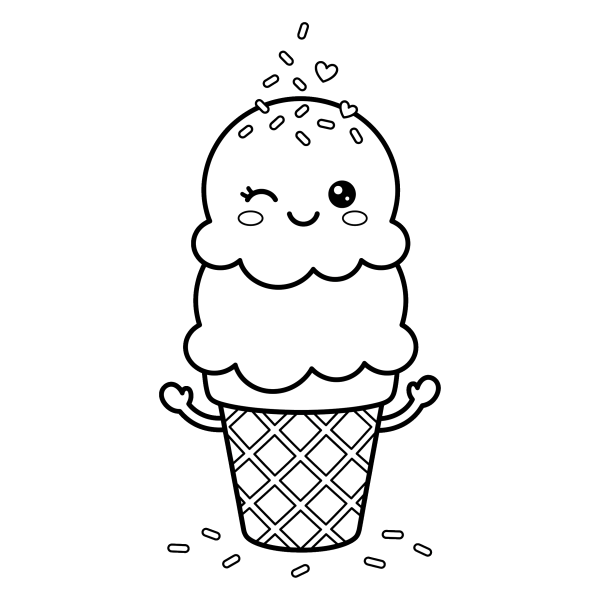 Coloriage Coloriage Crème Glacée Kawaii à imprimer