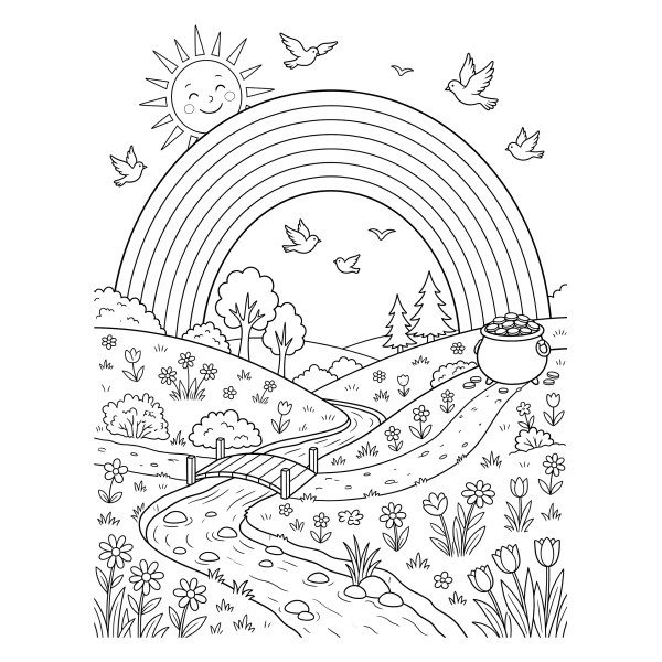 Coloriage Coloriage d'Arc-en-Ciel à imprimer