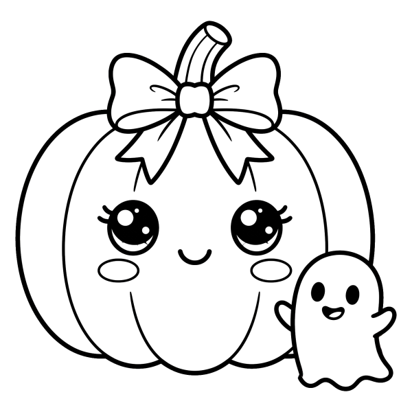 Coloriage Coloriage d'Halloween Kawaii à imprimer