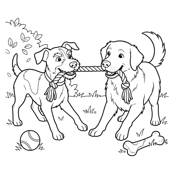 Coloriage Coloriage Deux Chiens à imprimer