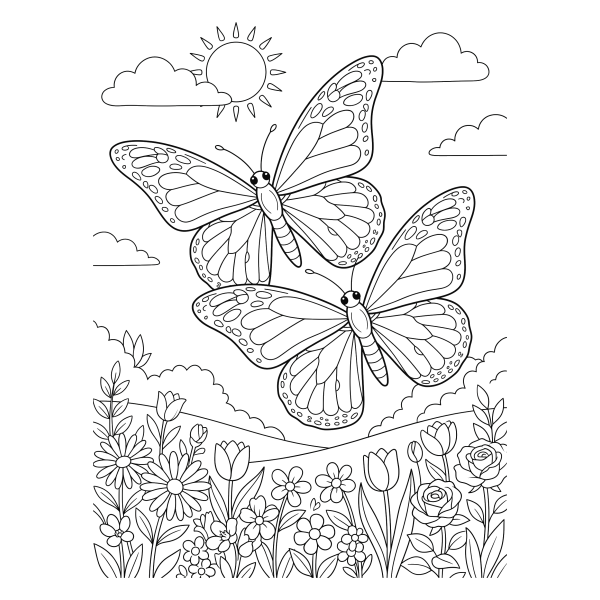 Coloriage Coloriage Deux Papillons qui Dansent à imprimer