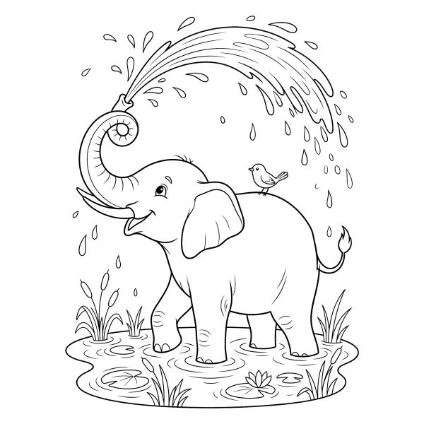 Coloriage Coloriage Éléphant Content à imprimer
