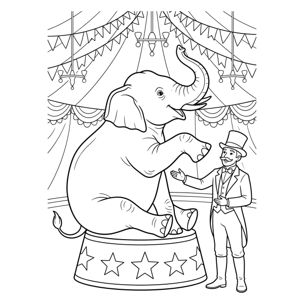 Coloriage Coloriage Éléphant Cirque à imprimer