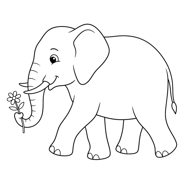 Coloriage Coloriage Éléphant Facile à imprimer