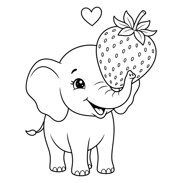 Coloriage Coloriage Éléphant Fraise à imprimer