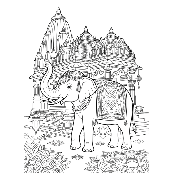 Coloriage Coloriage Éléphant Inde à imprimer