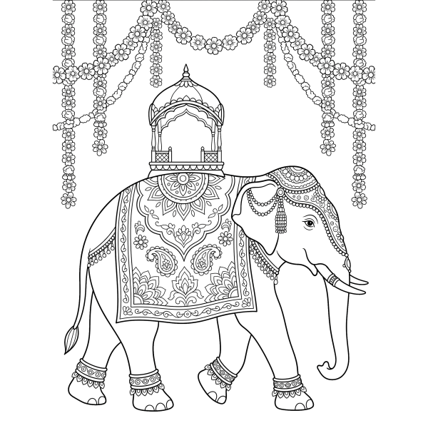 Coloriage Coloriage Éléphant Indien à imprimer