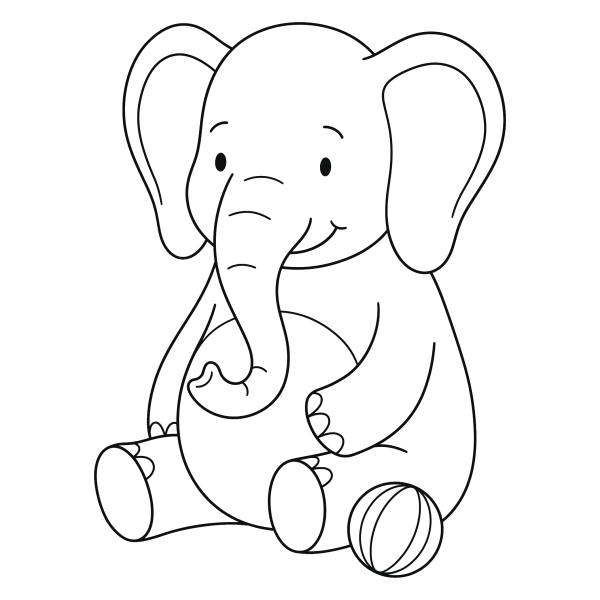 Coloriage Coloriage Éléphant Simple à imprimer