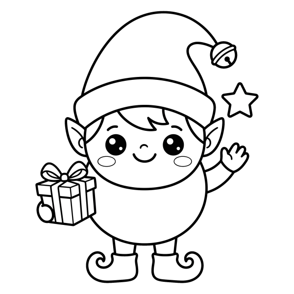 Coloriage Coloriage Elfe Kawaii à imprimer