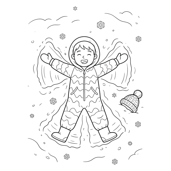 Coloriage Coloriage Enfant dans la Neige à imprimer
