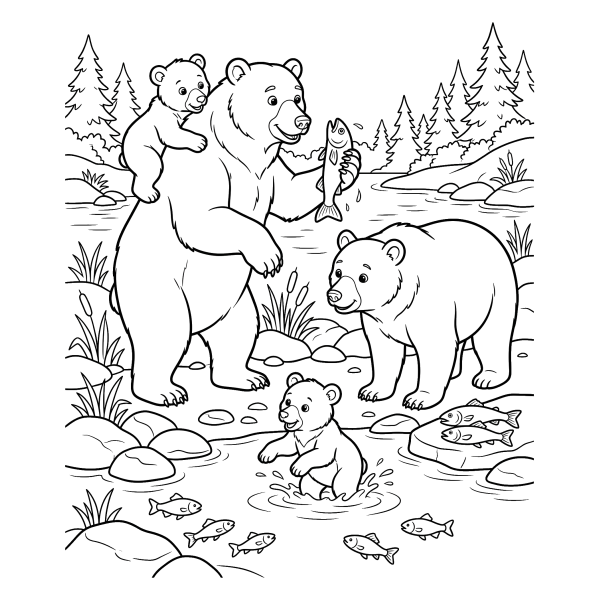 Coloriage Coloriage Famille d'Ours à imprimer